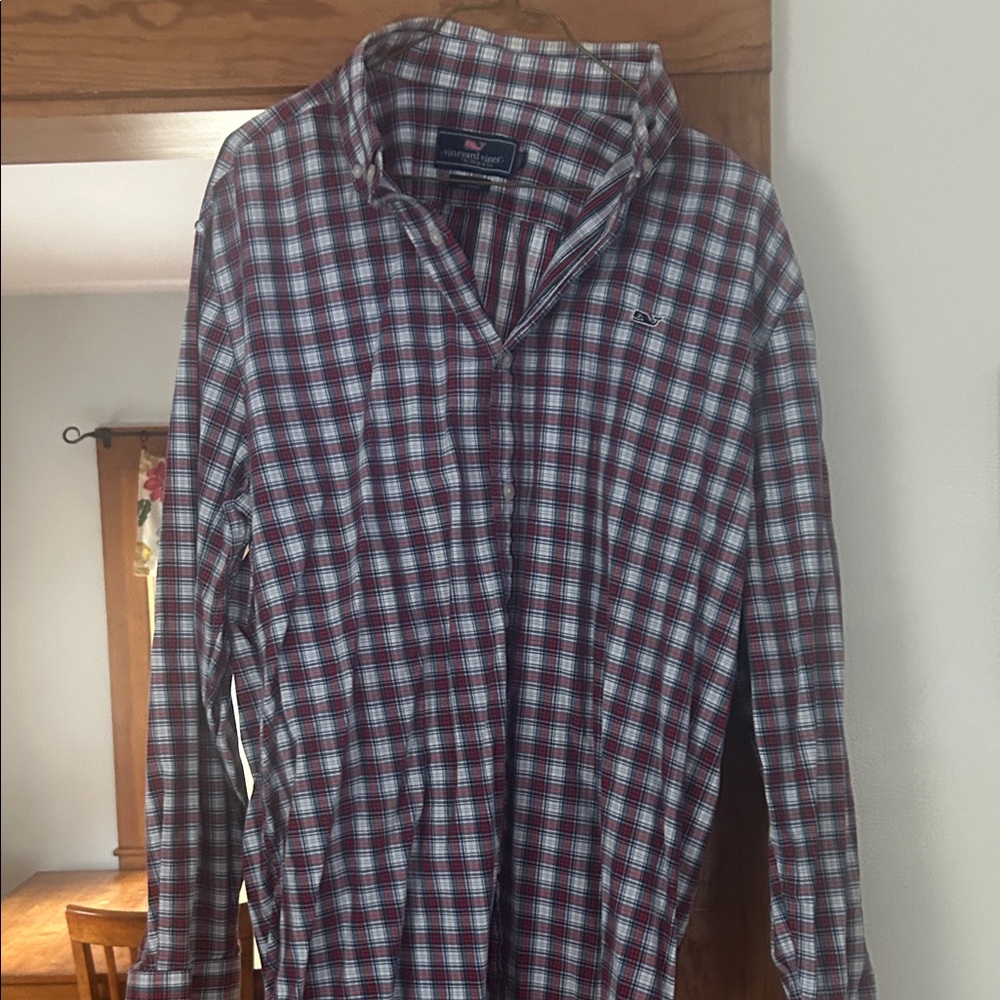 Vineyard Vines Red and White Checkered Shirt